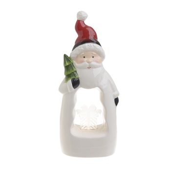 Decoratiune Mos Craciun cu lumini, alb/rosu 10.5x7x25 cm Decoratiune Mos Craciun cu lumini, alb/rosu 10.5x7x25 cm