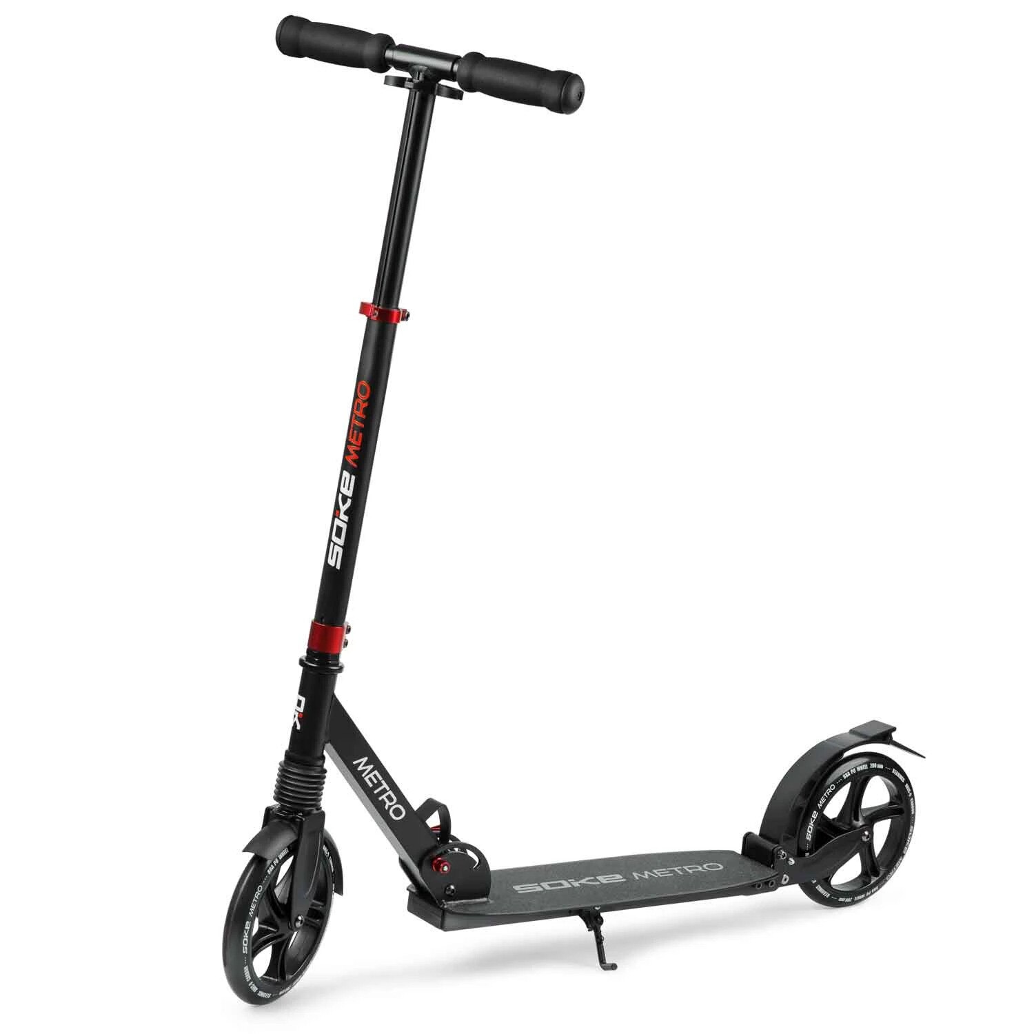 Trotineta Soke City street, negru, cadru si ghidon cu structura rezistenta, pliabila, roti de 200mm, rulment ABEC 9, 104 x 102 cm