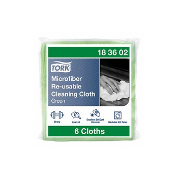 Kit 6 lavete reutilizabile Tork din microfibra,30.5x30.5, verde Kit 6 lavete reutilizabile Tork din microfibra,30.5x30.5, verde