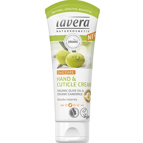 Crema 2in1 pentru maini si cuticule, cu ulei de masline si musetel, LAVERA, 75 ml