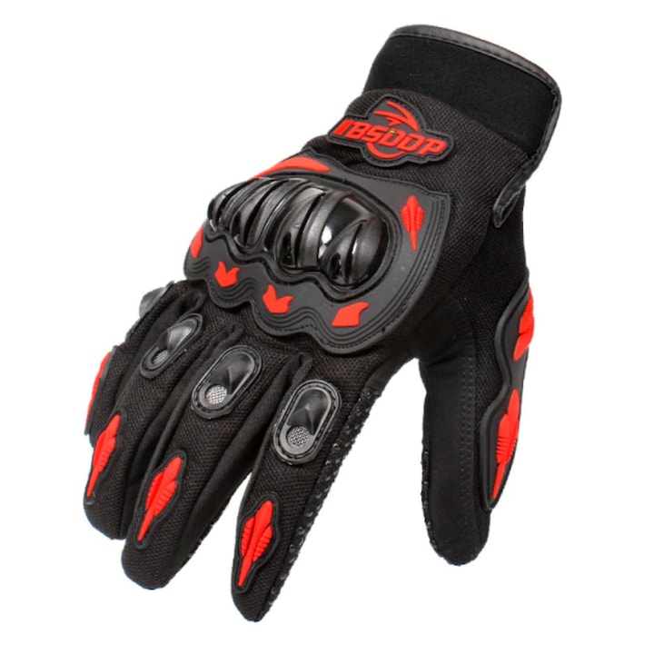 Manusi moto/atv cu protectii, BSddp, Pro Bike, Negru/Rosu, XL