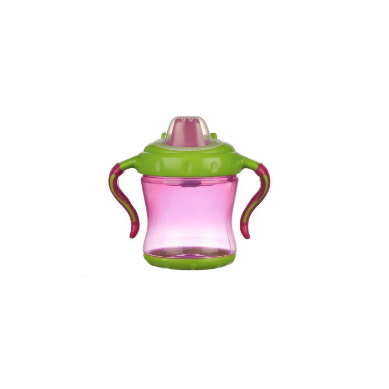 Cana anticurgere cu cioc tare, capac si maner 6+ roz, 250 ml Mint baby