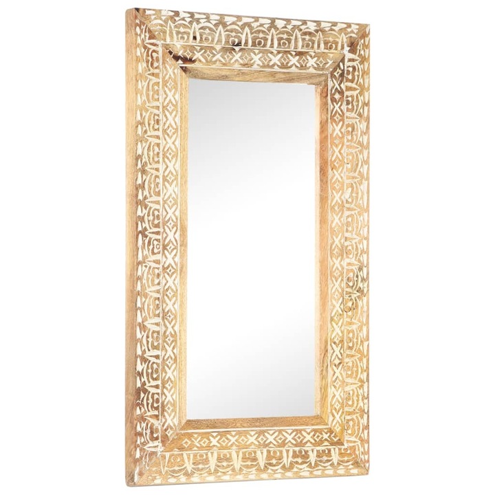vidaXL kézzel faragott tömör mangófa tükör 80 x 50 x 2,6 cm 321645