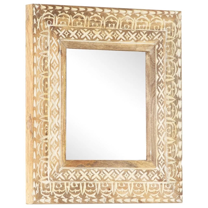 vidaXL kézzel faragott tömör mangófa tükör 50 x 50 x 2,6 cm 321644