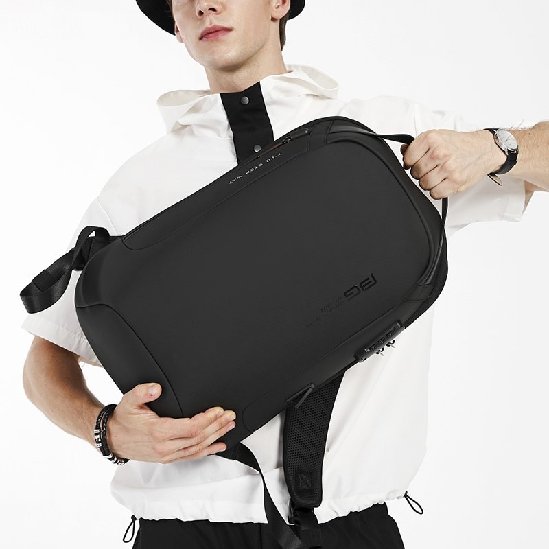 Rucsac laptop 15.6", casual, impermeabil, cu sistem antifurt, port de incarcare USB, BANGE, 48x15x32 cm, Negru