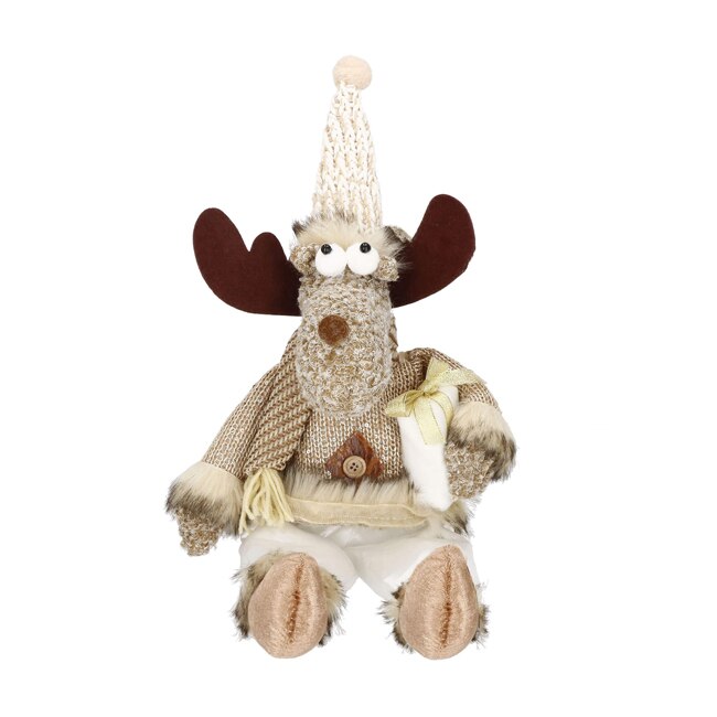 Figurina decorativa de Craciun, material textil, model Ren, 38x15 cm, maro