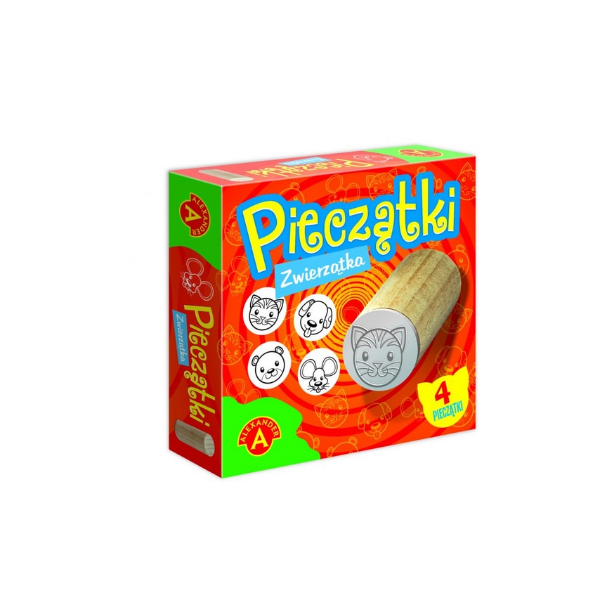 Set 4 stampile din lemn pentru copii cu diverse modele de animale