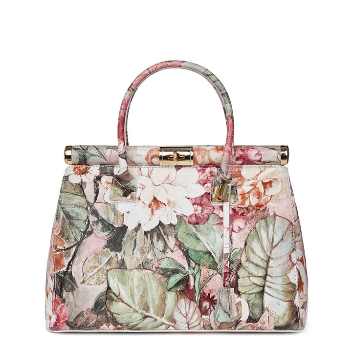 Кожена чанта с цветя Gioia модел FF1