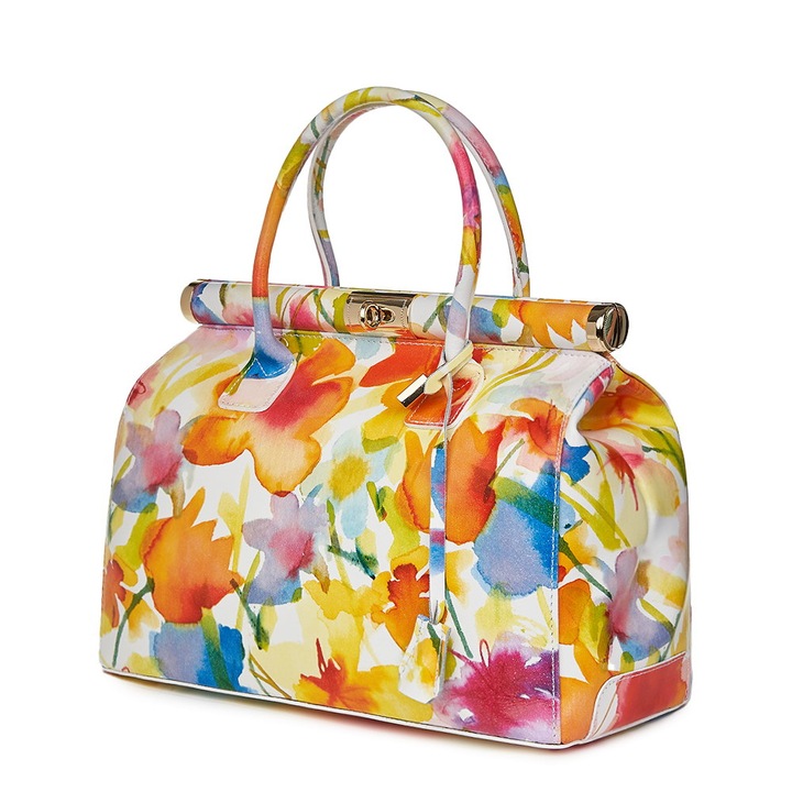 Кожена чанта с цветя Gioia модел FF3