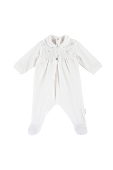 Chicco, Salopeta lunga cu aplicatii cu strasuri, Alb Chicco, Salopeta lunga cu aplicatii cu strasuri, Alb