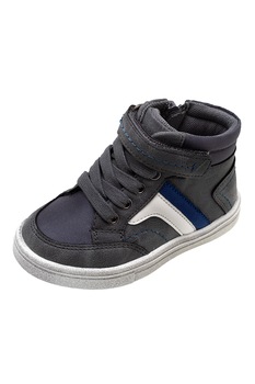 Chicco, Ghete din piele ecologica cu detalii contrastante, Gri antracit/alb/bleumarin Chicco, Ghete din piele ecologica cu detalii contrastante, Gri antracit/alb/bleumarin
