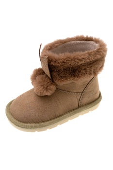 Chicco, Ghete fara inchidere cu garnitura din blana sintetica, Maro Chicco, Ghete fara inchidere cu garnitura din blana sintetica, Maro