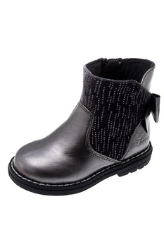 Chicco, Ghete din piele ecologica cu garnituri din material textil, Argintiu inchis/Negru Chicco, Ghete din piele ecologica cu garnituri din material textil, Argintiu inchis/Negru