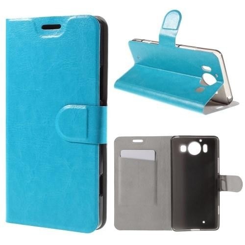 Husa Microsoft Lumia 950, Inchidere Magnetica, Piele Ecologica, Culoare Albastru deschis