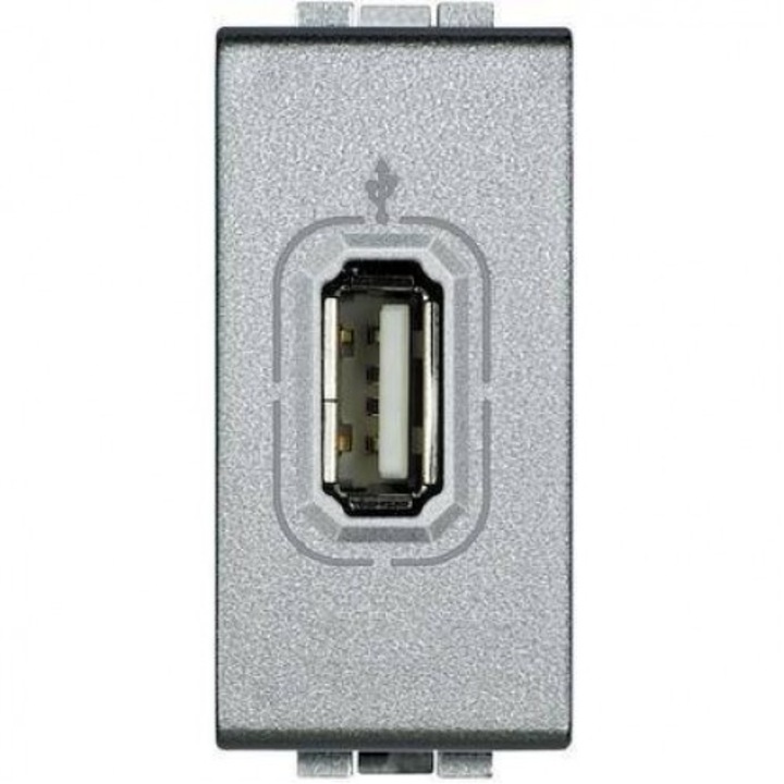 Priza USB / Incarcator, Bticino, 5V, Living Light, Gri Titan, NT4285C1