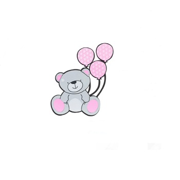 Decoratiune de perete pentru camera copilului, model Ursulet cu baloane, 25 cm, Gri-roz,JMB-BBL3449 Decoratiune de perete pentru camera copilului, model Ursulet cu baloane, 25 cm, Gri-roz,JMB-BBL3449