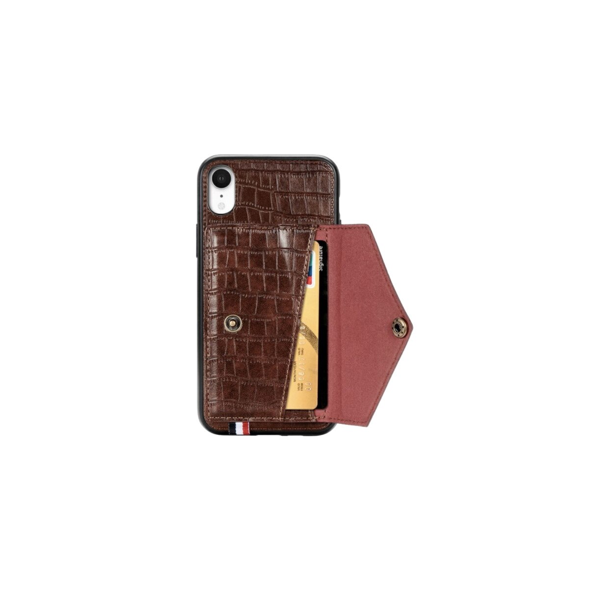 Husa pentru iPhone XS, capac de protectie, Buzunar Card, bumper, Maro