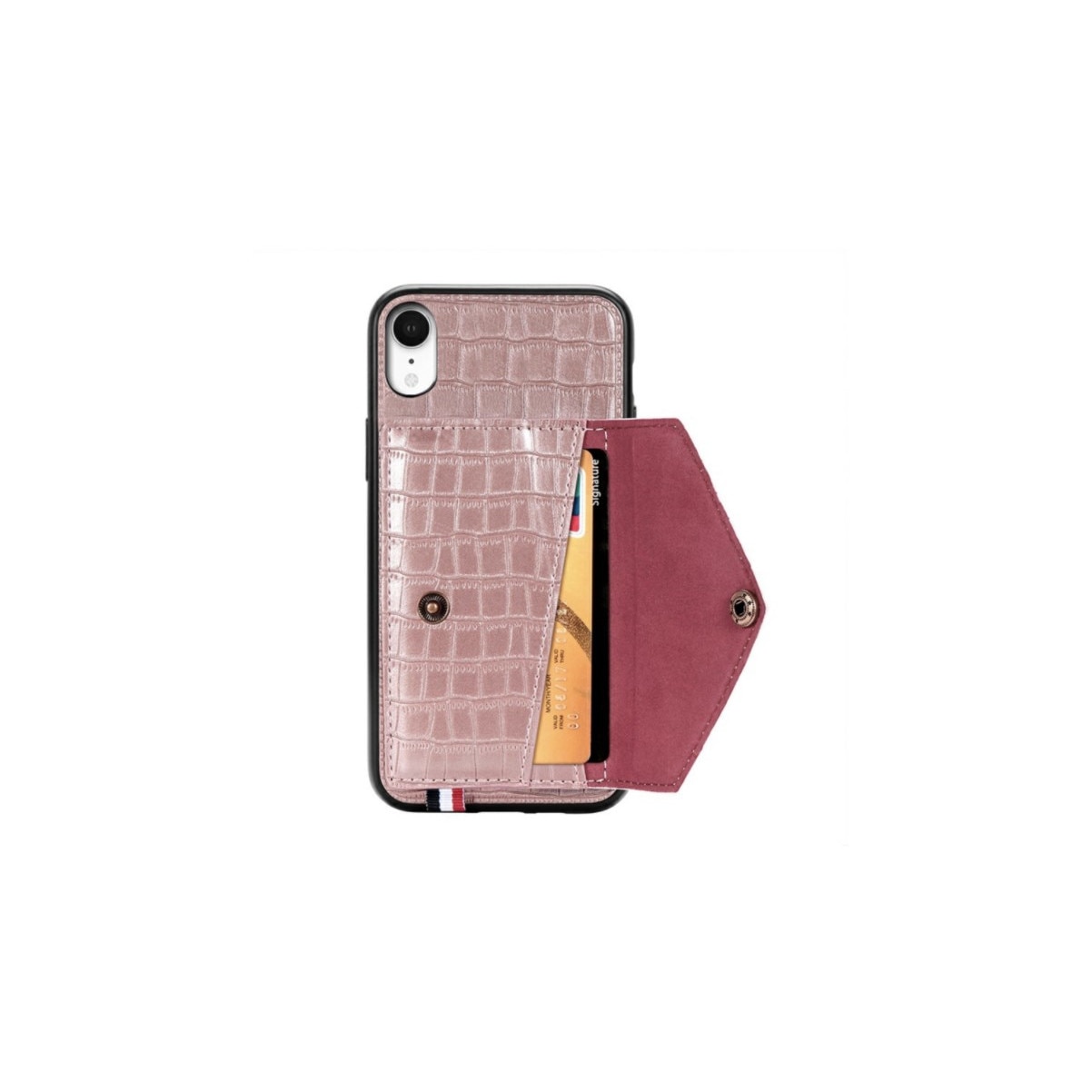 Husa pentru iPhone XS, capac de protectie, Buzunar Card, bumper, Rose Gold