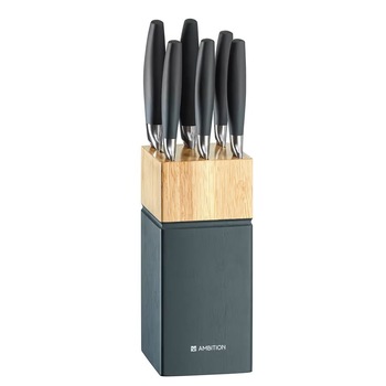 Set cutite Ambition 7piese in block din lemn Silvery Set cutite Ambition 7piese in block din lemn Silvery