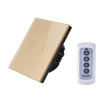 Intrerupator Dublu Tactil, Touch, Wireless, cu Telecomanda, Panou din Sticla, Auriu, SatLink™ Intrerupator Dublu Tactil, Touch, Wireless, cu Telecomanda, Panou din Sticla, Auriu, SatLink™