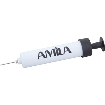 Pompa de umflat mingi, AMILA, Manuala, 15.5 cm, Alba/Negru Pompa de umflat mingi, AMILA, Manuala, 15.5 cm, Alba/Negru