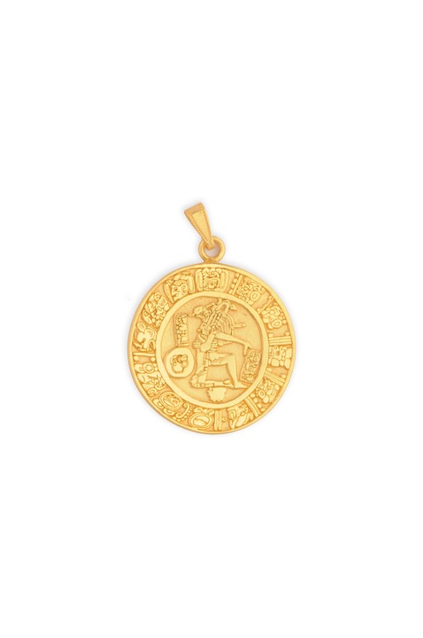 Pandantiv discul Chincultic Maya, 51 mm, placat cu aur de 24 K