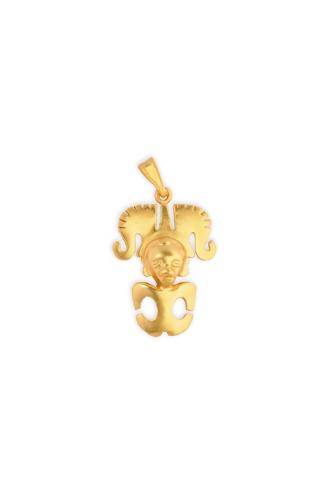 Pandantiv antropomorf cu coronita, cultura Istmo, 46.4 mm, placat cu aur de 24 K