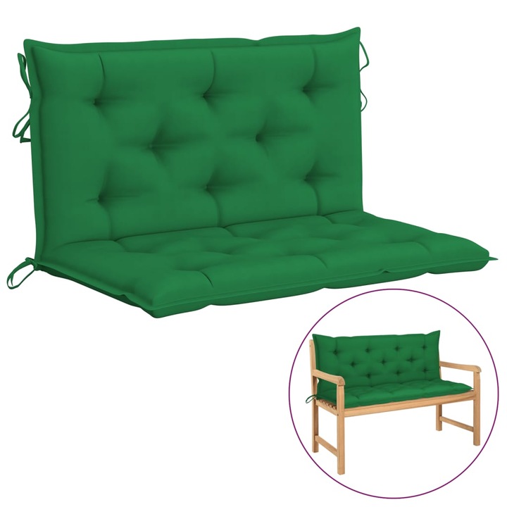 Възглавници за градински пейки vidaXL, 2 бр, зелено, 100x50x7 см, плат, 1.97 Kg