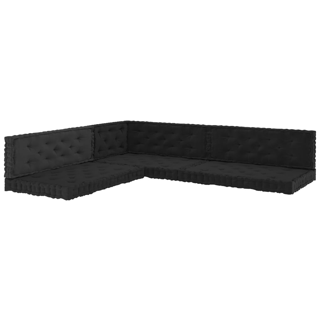 Set perne de podea pentru paleti, 7 buc, negru, bumbac 3068591