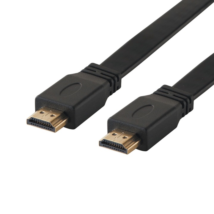 Плосък DeTech HDMI кабел, 1.5m, мъжки, v 1.4