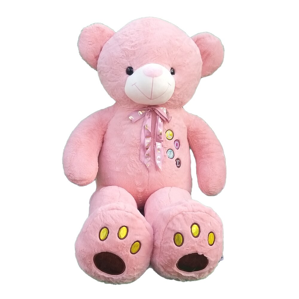 Urs de plus, Nichita Impex SRL, cu funda si imprimeu love, crem, 140 cm