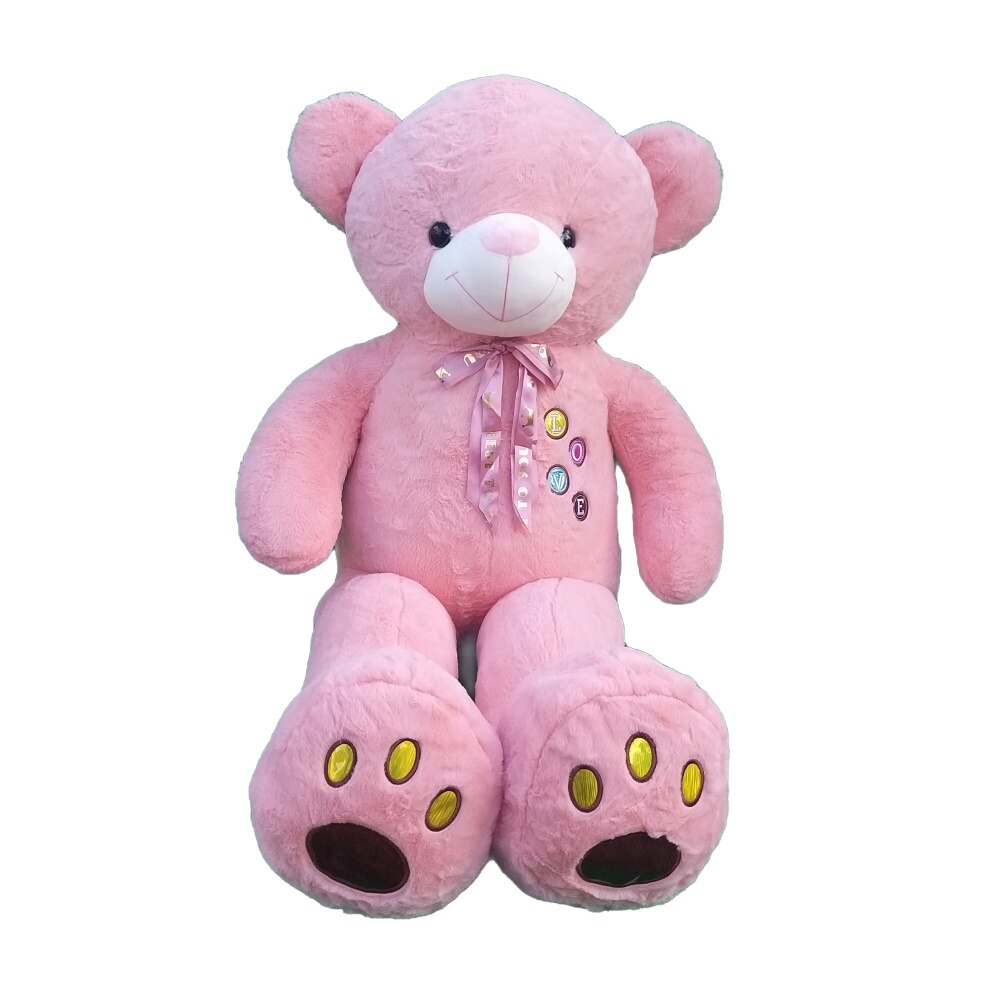 Urs de plus, Nichita Impex SRL, cu funda si imprimeu love, roz, 140 cm