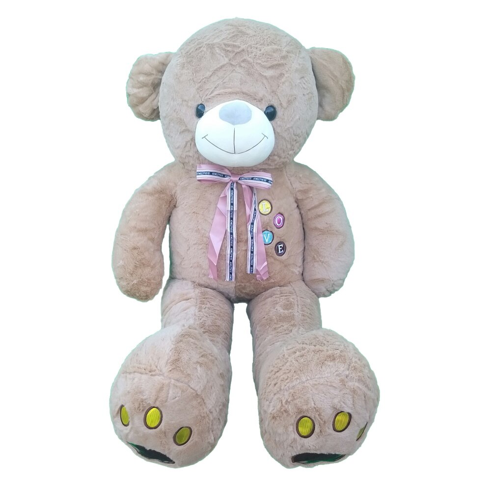 Urs de plus, Nichita Impex SRL, cu funda si imprimeu love, maro deschis, 140 cm