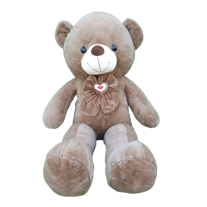 Urs de plus, Nichita Impex SRL, cu funda si inima, maro, 125 cm