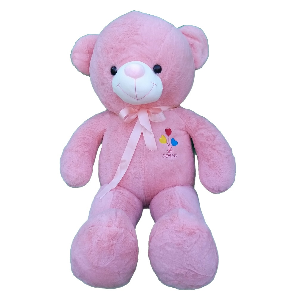 Urs de plus, Nichita Impex SRL, cu baloane inima, roz, 120 cm
