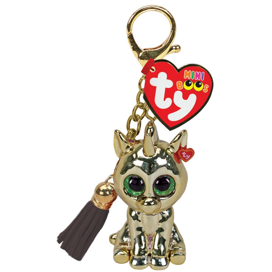 Breloc Ty Mini Boos, unicornul Gold, 6.5 cm