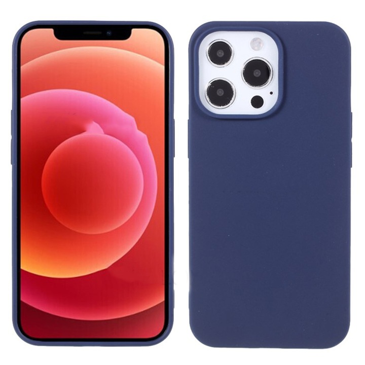 Husa Compatibila cu IPhone 13, Silicon TPU, Aspect Mat, Navy Blue