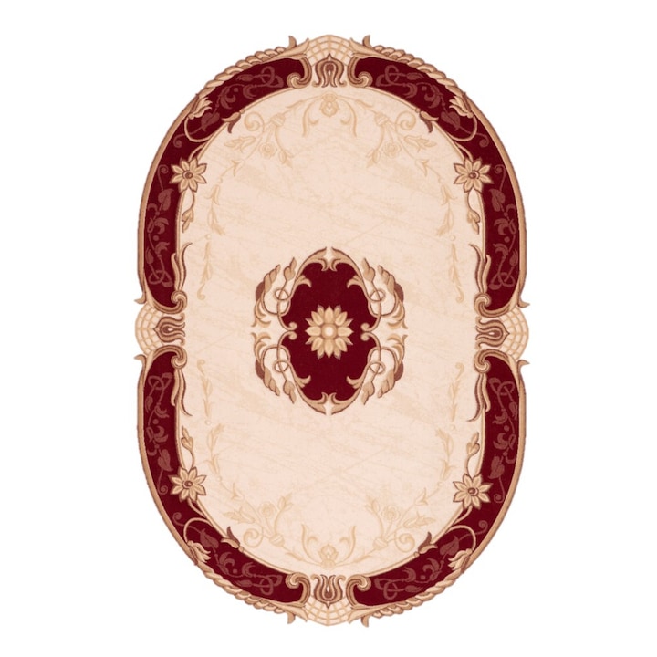 Covor Carpeta lana 100%, Colectia Premium 356-2-51033, 200 x 300 cm, bej/grena, clasic