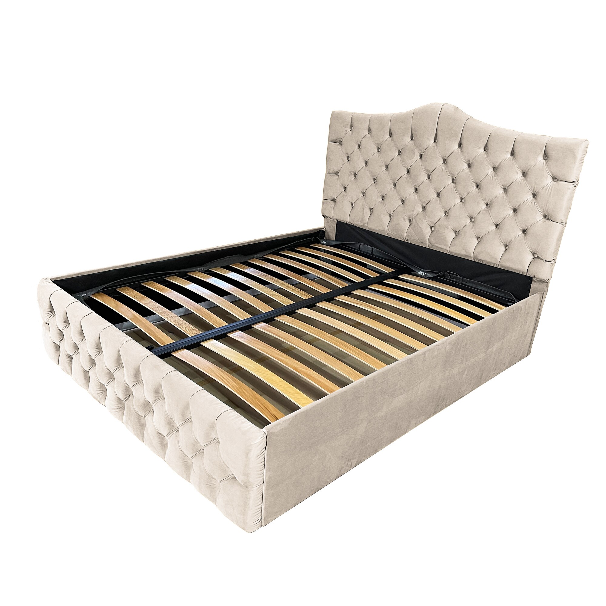 Pat Dublu Cu Somiera Beds Place Tudor Velvet Crem 06 200x200 Cm H 115 Cm Emagro 