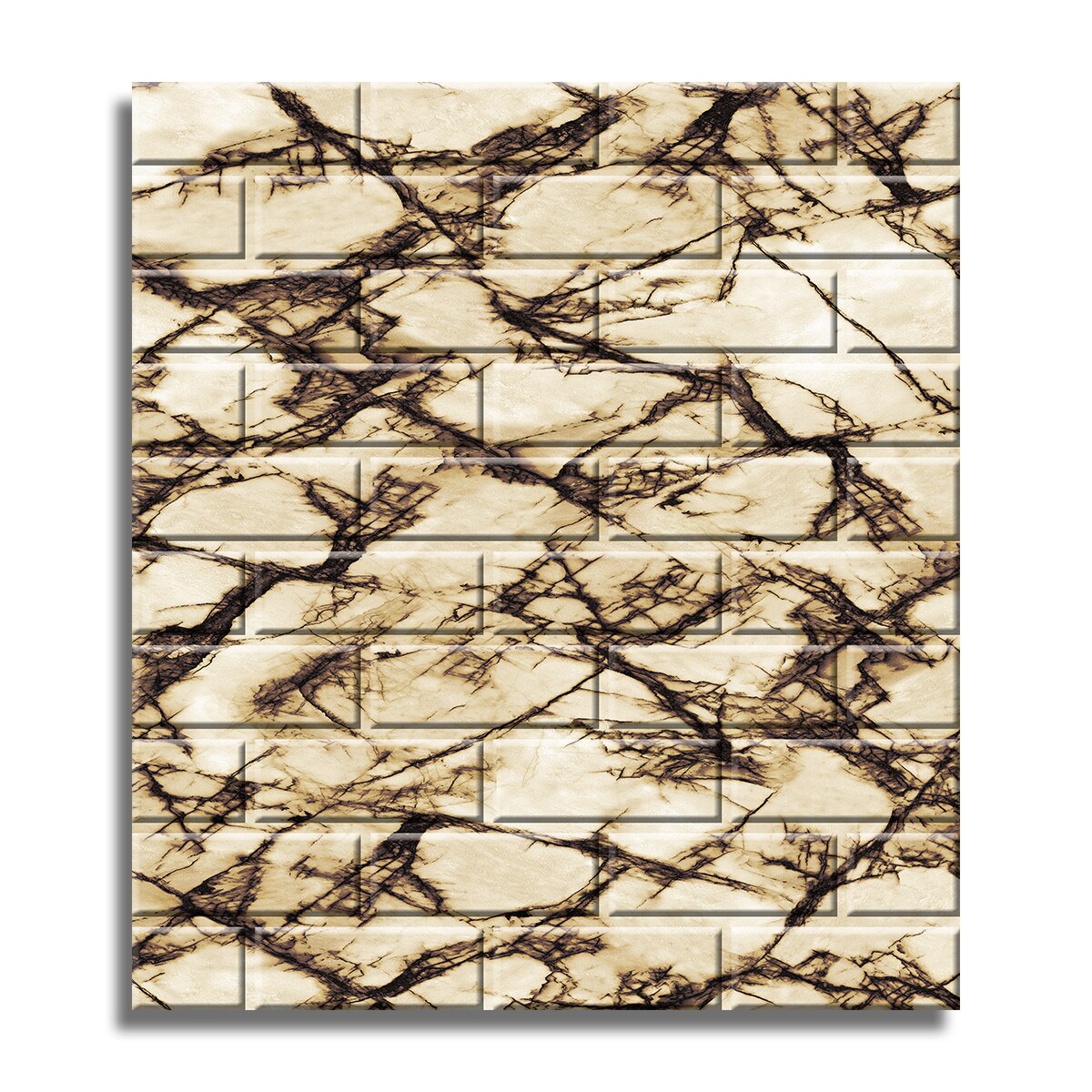 Tapet 3D Autoadeziv, design modern, usor de curatat, 70x70cm , D3576, model caramida, crem/maro