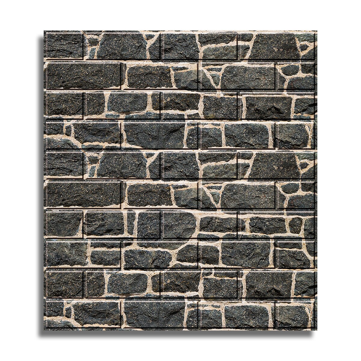 Tapet 3D Autoadeziv, design modern, usor de curatat, 70x70cm , D3571, model caramida, negru/crem