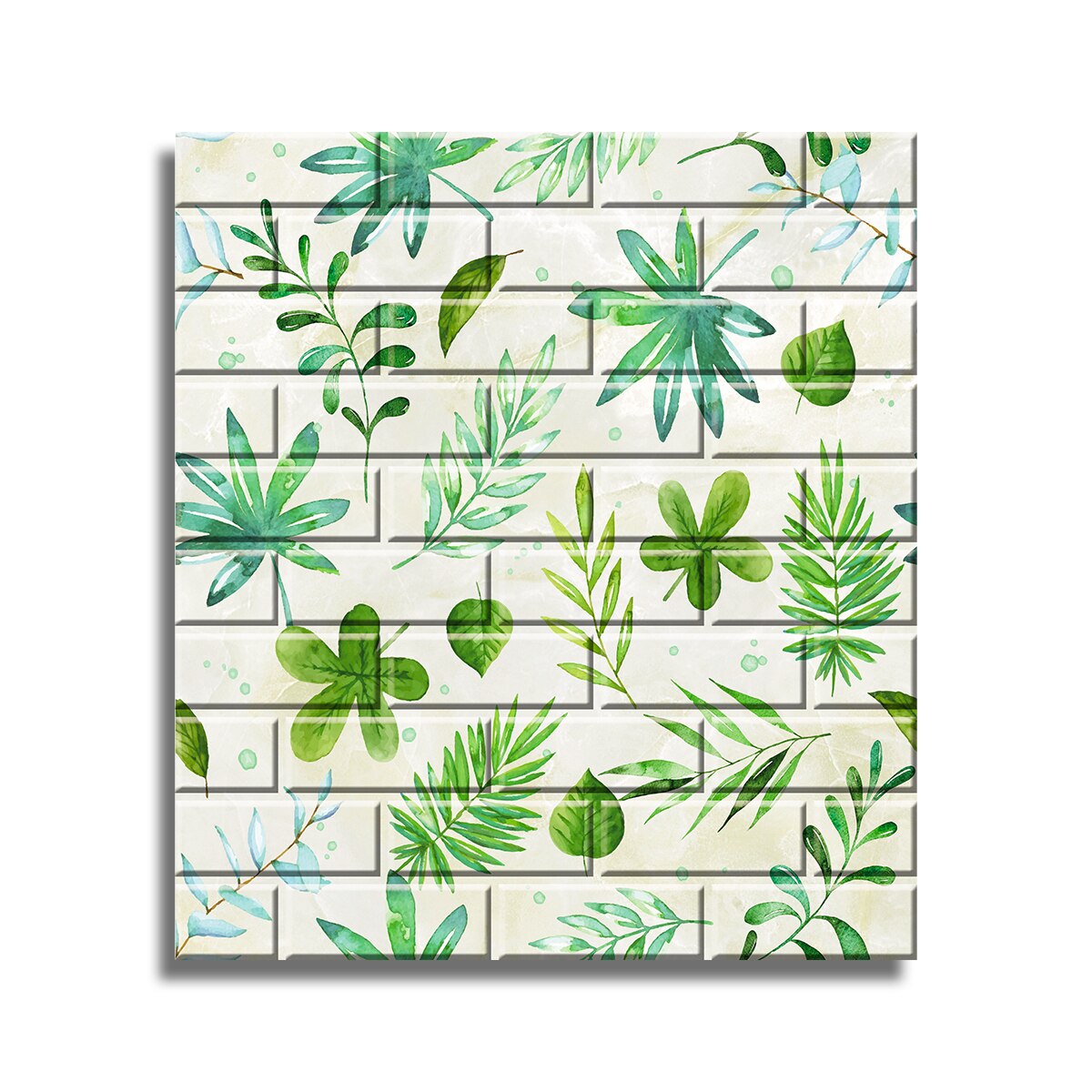 Tapet 3D Autoadeziv, design modern, usor de curatat, 70x70cm , D3562, model frunza, alb/verde