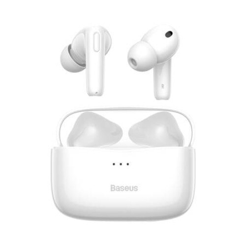 Casti wireless, Baseus, SIMU S2, NGS2-02, TWS, Alb, In-Ear, Bluetooth 5.0, Tehnologie ANC, Baterie 400 mAh, Incarcare wireless