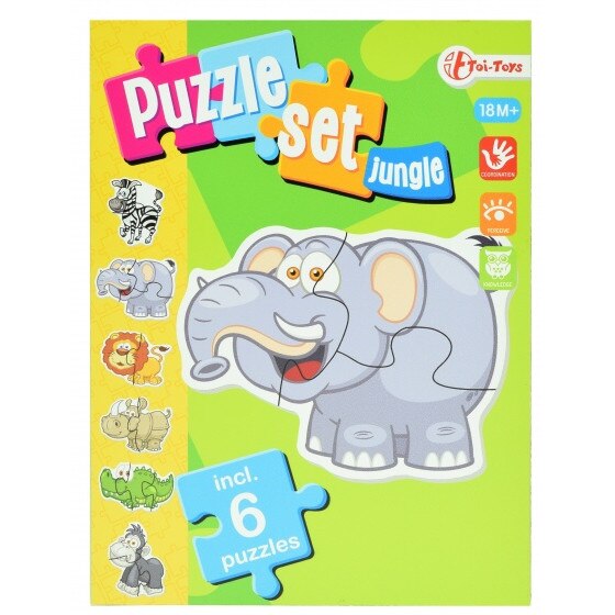 Puzzle Toi Toys 6 in 1,Animale Salbatice,15 piese