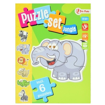 Puzzle Toi Toys 6 in 1,Animale Salbatice,15 piese Puzzle Toi Toys 6 in 1,Animale Salbatice,15 piese