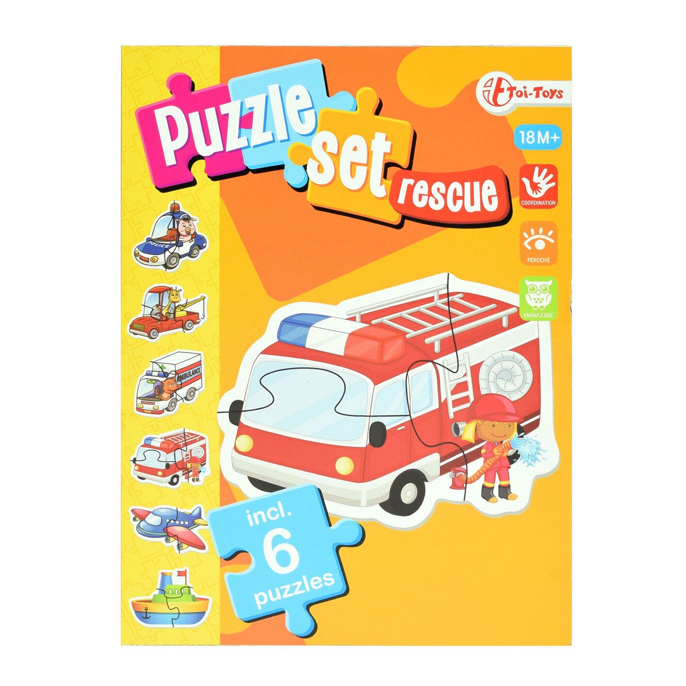 Puzzle Toi Toys 6 in 1,Vehicule Interventie,15 piese