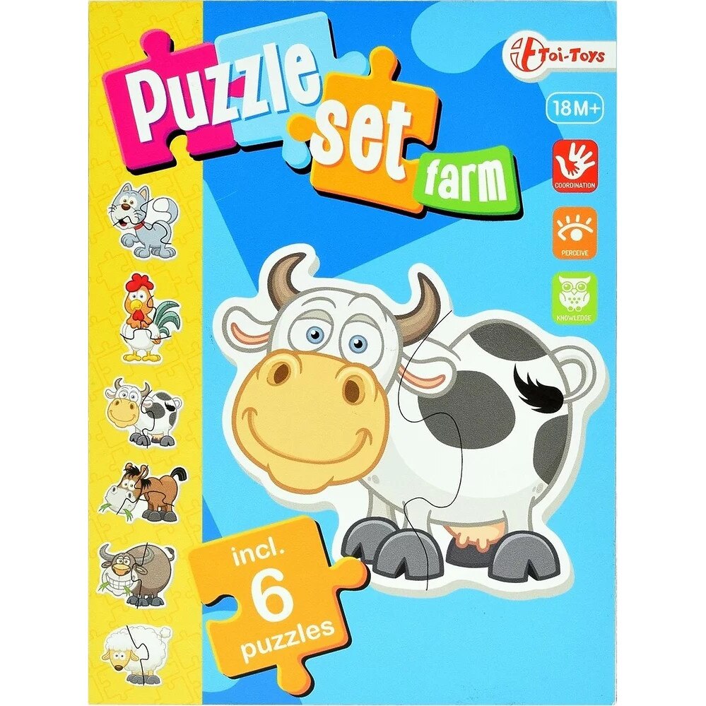 Puzzle Toi Toys 6 in 1,Animale de la ferma,15 piese