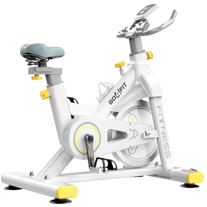 Bicicleta Spinning Magnetica Fitness GO4FIT®, Model GF200, Volanta 10kg, Greutate Maxima 150kg, Rezistenta Magnetica Ajustabila, Monitorizare Activitate: Distanta, Viteza, Calorii, Timp, Puls, Suport