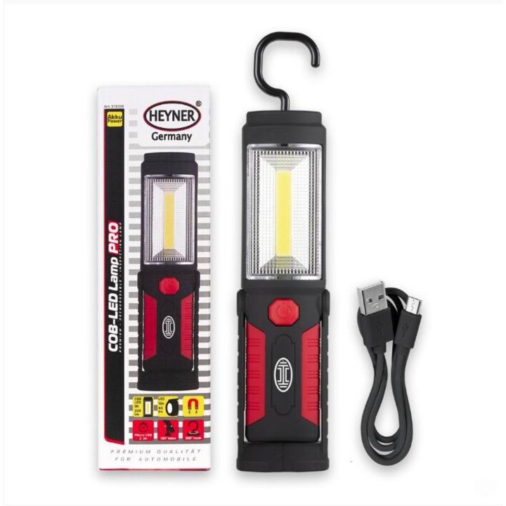 Lampa lucru LED reincarcabila, lanterna cu magnet, Cob-LED, 220+40lm, autonomie 5/12h, Lamp PRO, 575.10 Heyner