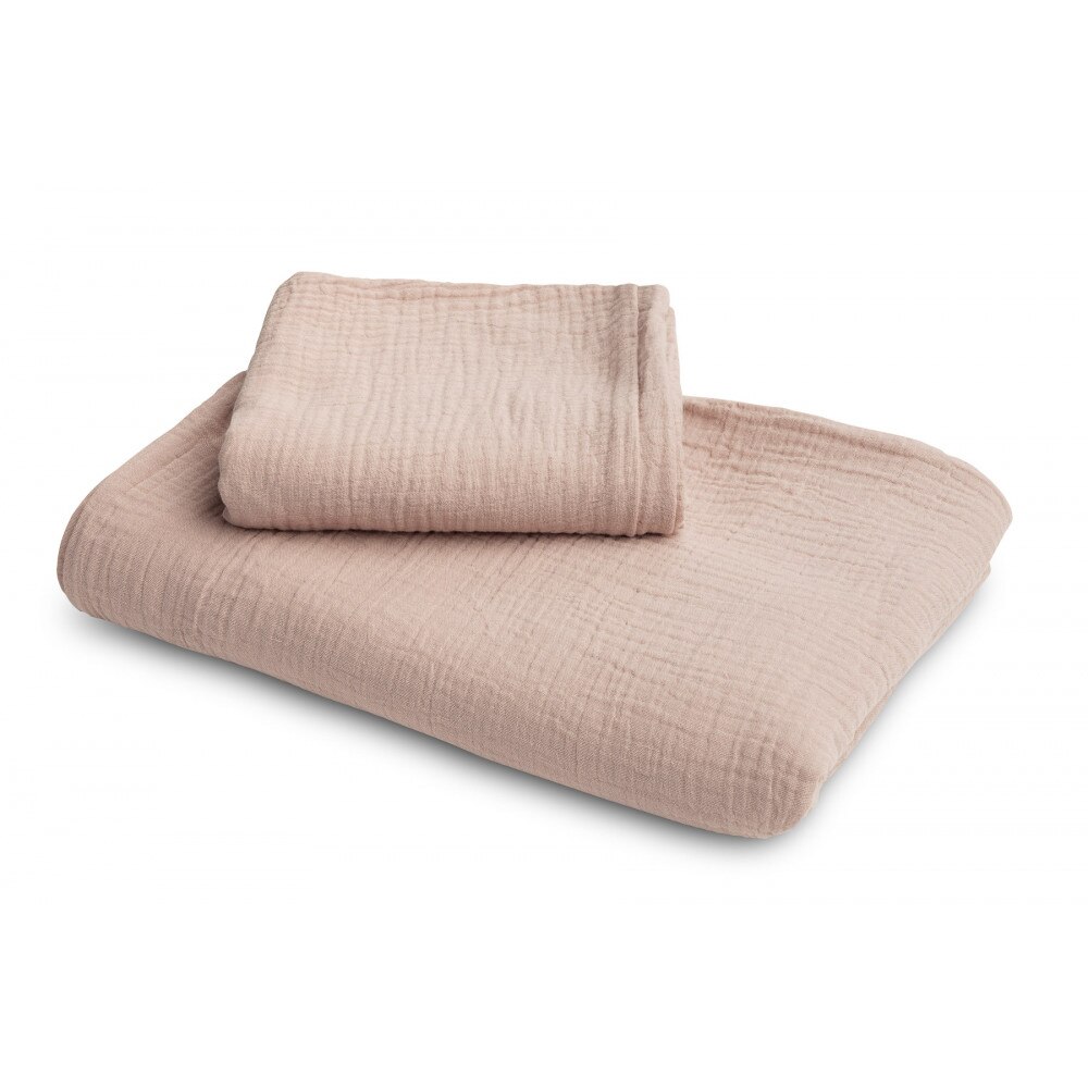 Set lenjerie de pat 2 piese Sensillo muselina 100x135 / 60x40 cm roz